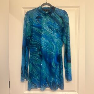 Finesse Oceanic Swirl Long Sleeve Tunic